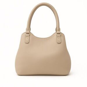 Sasha + Sofi Beige Taupe Vegan Leather Shoulder Satchel Bag Everyday Functional